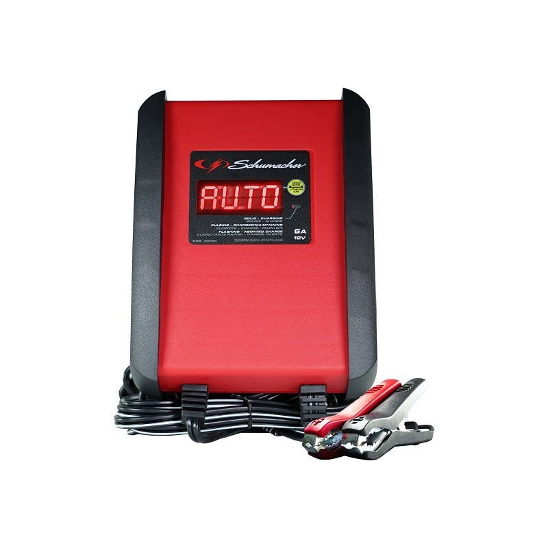 Schumacher SP1298 Automatic Battery Charger, 12 V Output, 12/6 V Battery, 6 A Charge, Red