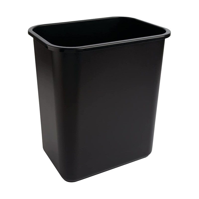 Continental Commercial 2818BK Waste Basket, 28.125 qt, Plastic, Black, 15 in H