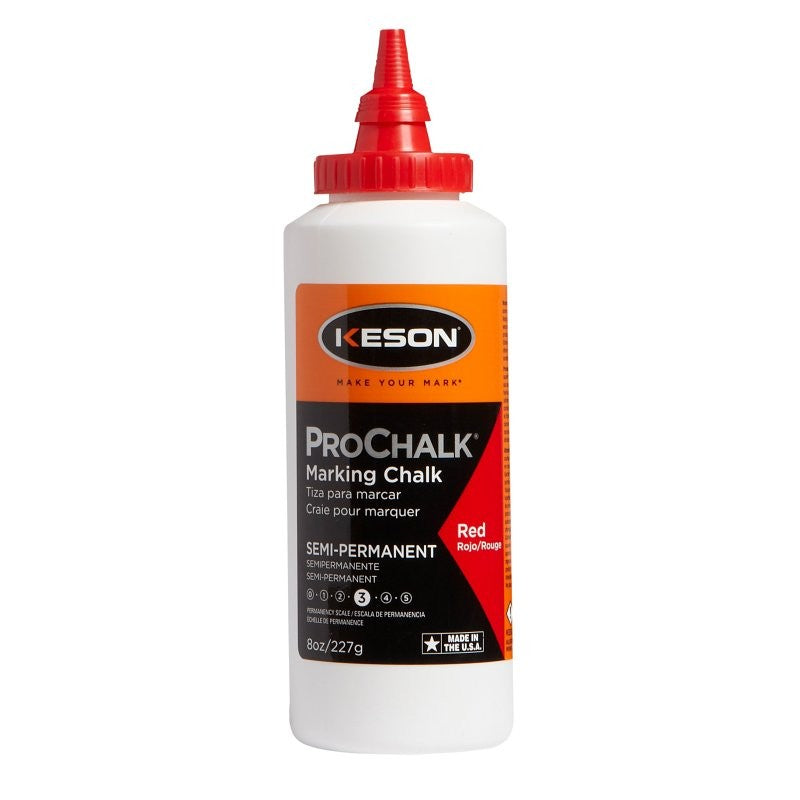 Keson PROCHALK Series 8R Marking Chalk Refill, 8 oz, Red, Permanent