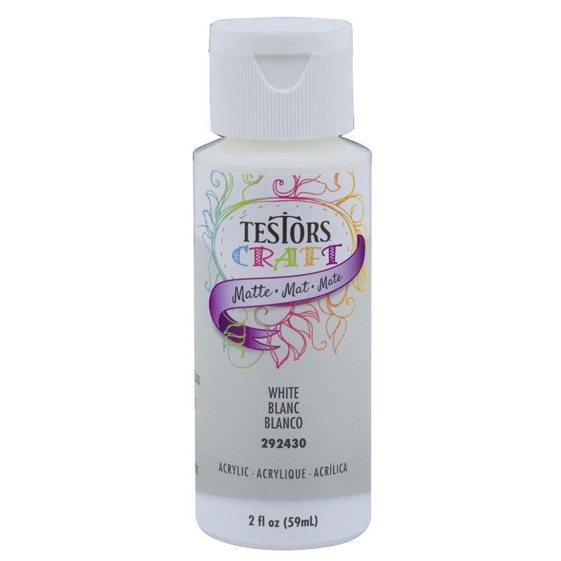 Testors 292430A Acrylic Craft Paint, Matte, White, 2 oz, Bottle
