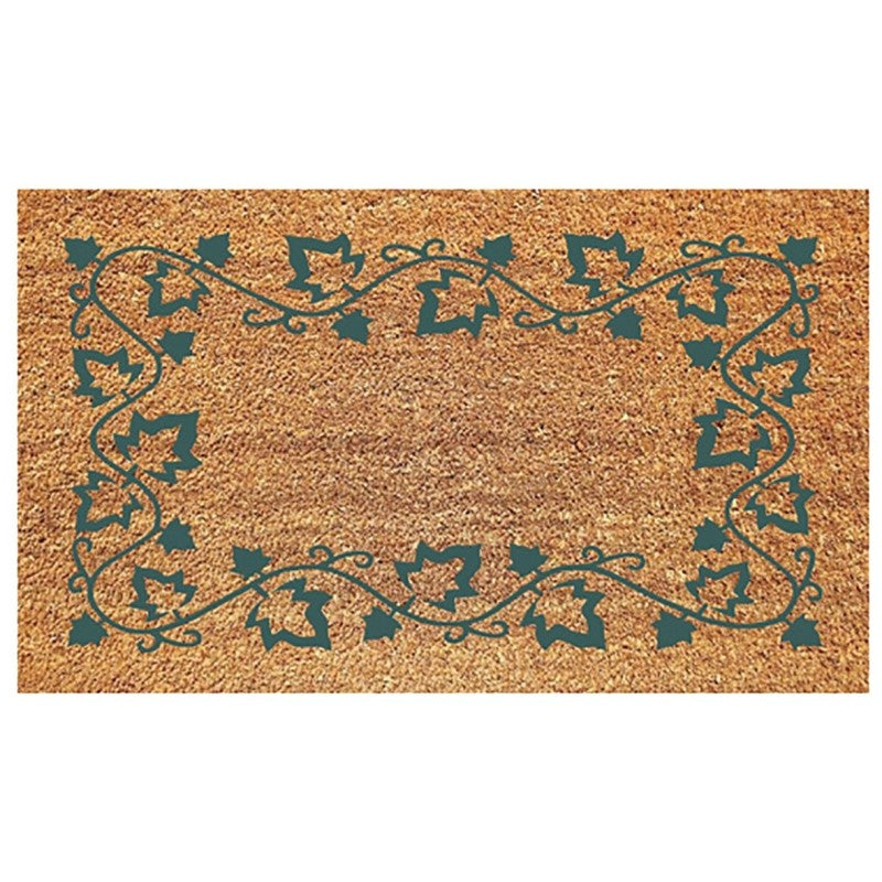 DeCoir 77FLIBG627 Non-Slip Door Mat, 16 in L, 27 in W, Ivy Border Pattern, Green/Tan