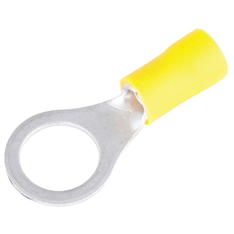 Gardner Bender 10-108 Ring Terminal, 600 V, 12 to 10 AWG Wire, 1/4 to 3/8 in Stud, Vinyl Insulation, Yellow