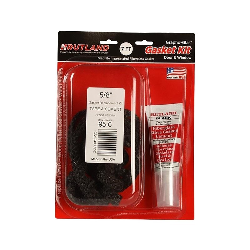 Rutland Grapho-Glas 95-6 Stove Gasket Kit, Fiberglass, Black/Gray