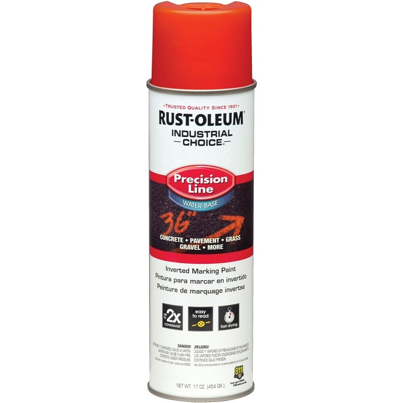 Rust-Oleum 203035 Inverted Marking Spray Paint, APWA Alert Orange, 17 oz, Can