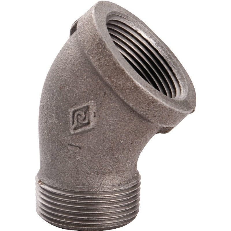 ProSource B121 15 Street Pipe Elbow, 1/2 in, FIP x MIP, 45 deg Angle, Malleable Iron, SCH 40 Schedule, 300 psi Pressure