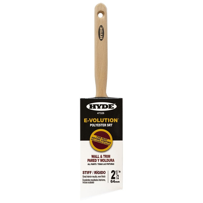 Hyde 47326 Paint Brush, Standard, Stiff Brush, 2-1/2 in L Bristle, Polyester Bristle, 6/PK