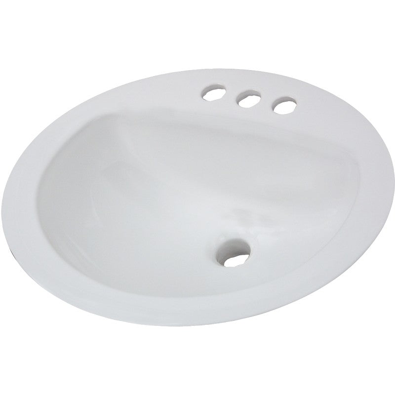 American Standard AQUALYN Series 0476.028.020 Countertop Sink, Oval Basin, 3-Deck Hole, 20-3/8 in OAW, 17-3/8 in OAH