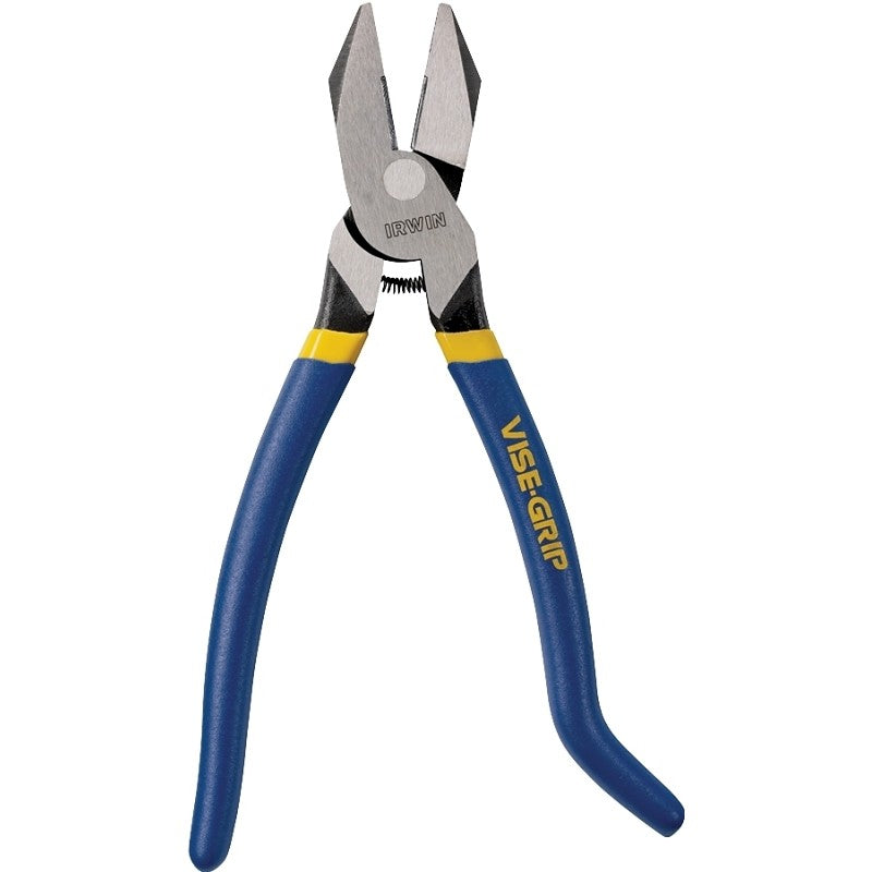 Irwin 2078909 Iron Workers Plier, 9 in OAL, Blue/Yellow Handle, Cushion Grip Handle, 7/25 in W Jaw, 1-1/2 in L Jaw