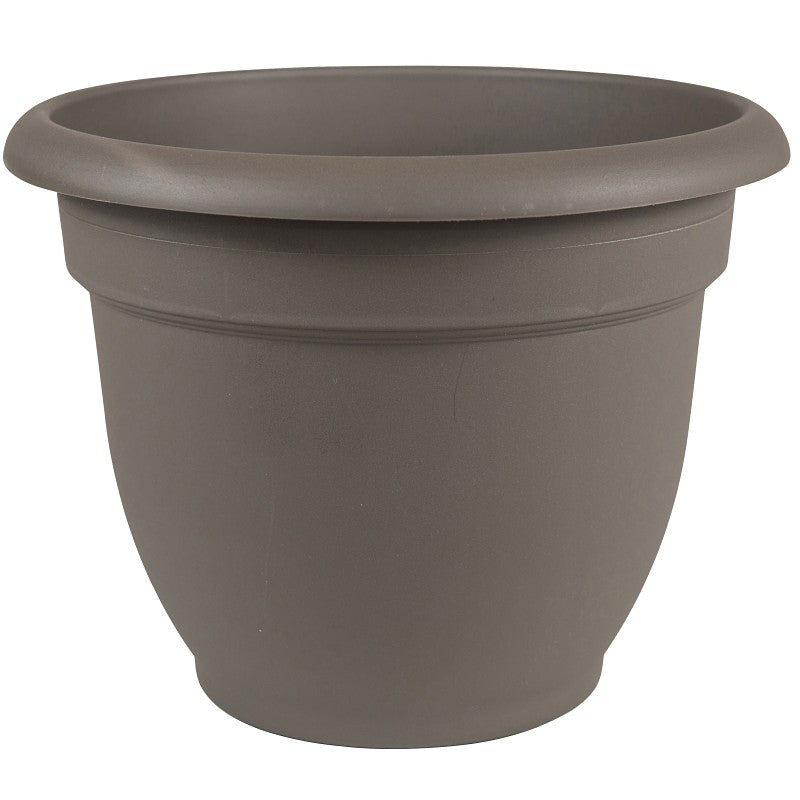 Bloem AP1260 Planter, 12 in Dia, 10.1 in H, 13 in W, Round, Plastic, Peppercorn