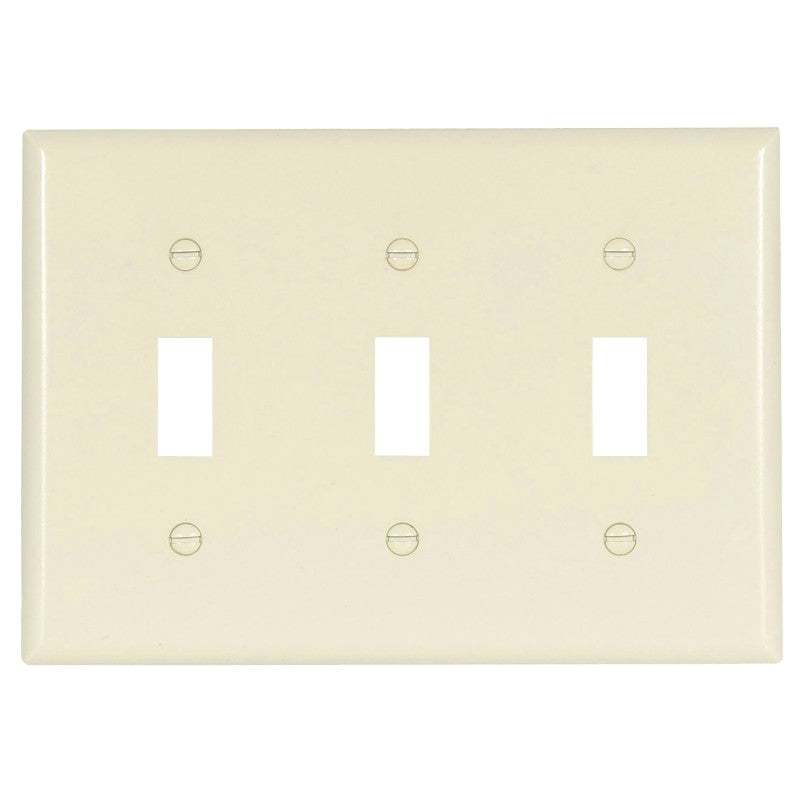 Eaton Wiring Devices 2141LA-BOX Wallplate, 4-1/2 in L, 3-3/8 in W, 3 -Gang, Thermoset, Light Almond, High-Gloss