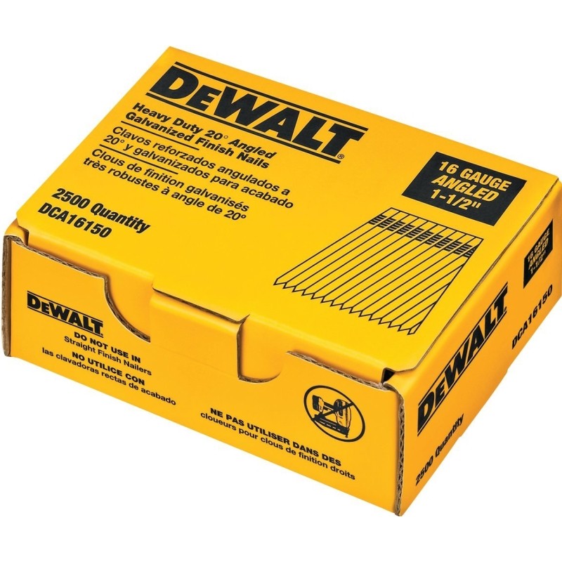 DEWALT DCA16150 Series Finish Nail, Glue Collation, 1-1/2 in L, 16 Gauge, Suitable for: DC618K Finish Nailer, 2500/PK