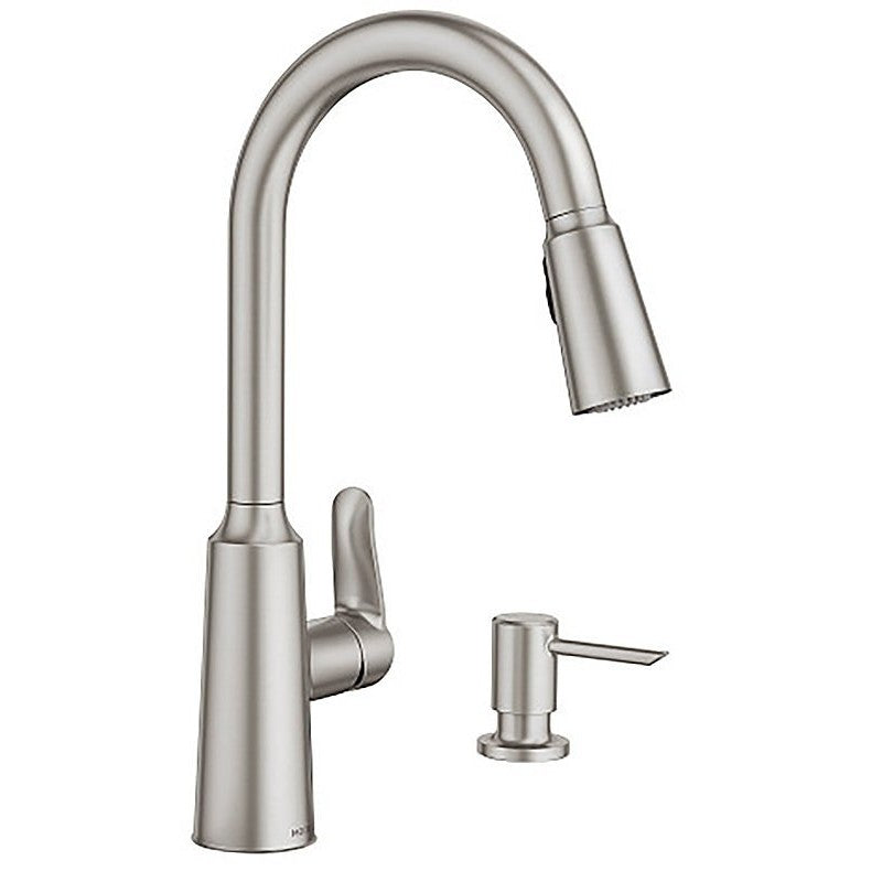 Moen Edwyn Series 87028SRS Pull-Down Kitchen Faucet, 1.5 gpm, 1-Handle, 1, 4-Faucet Hole, Stainless Steel