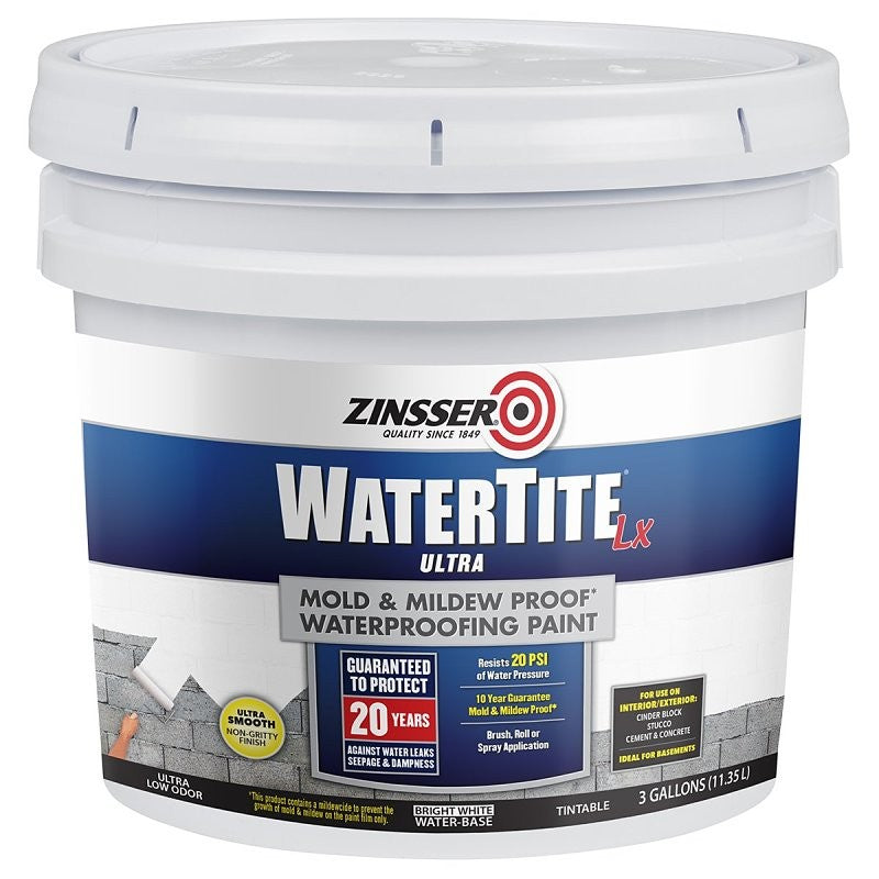 Zinsser 270268 Waterproofing Paint, Liquid, White, 3 gal