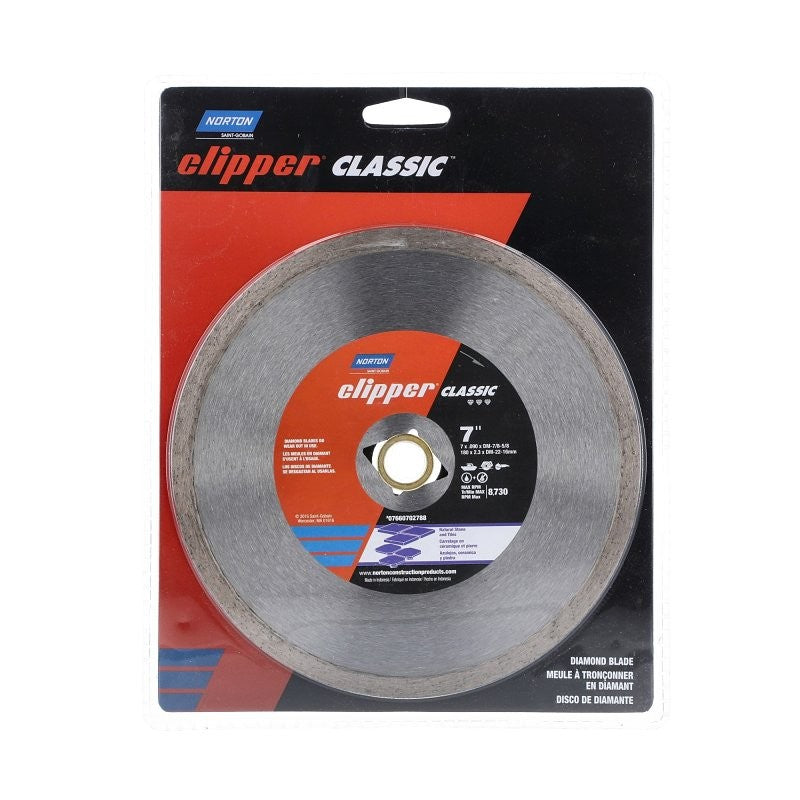 Norton Clipper Classic 07660702788 Dry Continuous Rim Tile Blade, 7 in W, Diamond