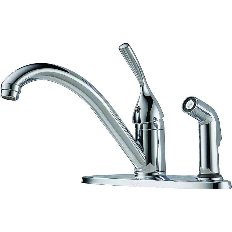 Delta Classic Series 300-DST Kitchen Faucet with Integral Spray, 1.8 gpm, 1-Handle, Brass, Chrome Plated, Deck