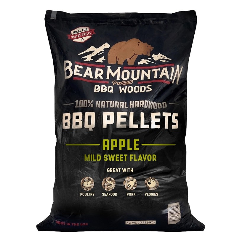 Bear Mountain FK12 Series BBQ Pellet, Apple, 20 in L, Hardwood, 20 lb Bag
