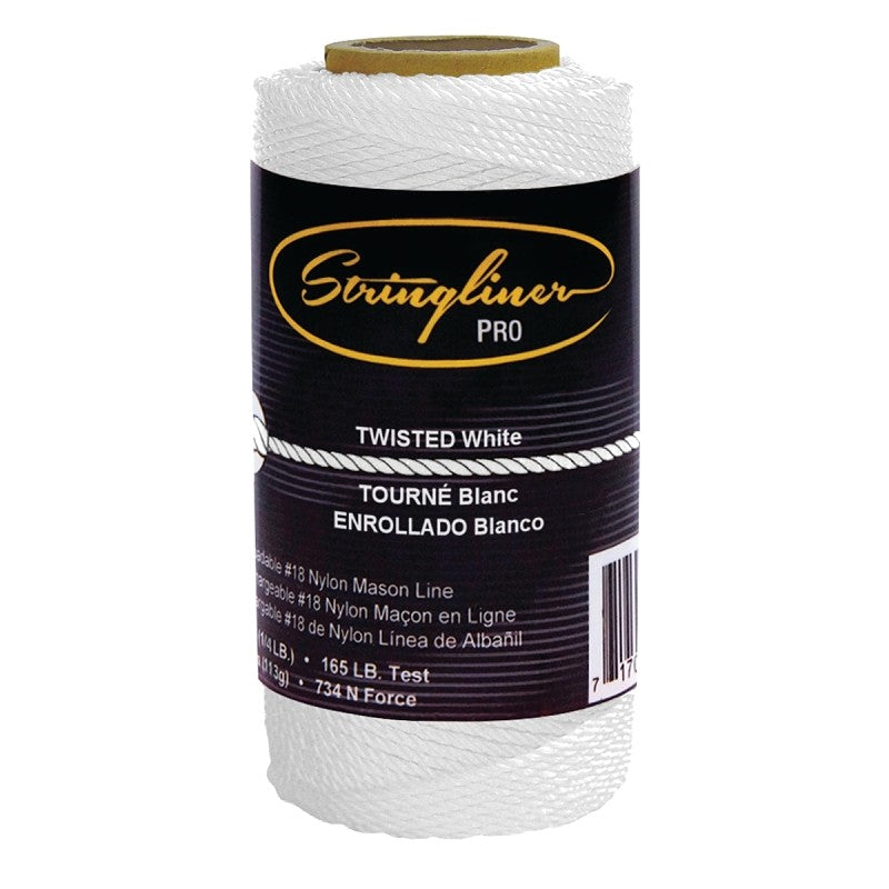 Stringliner Pro Series 35103 Construction Line, #18 Dia, 270 ft L, 165 lb Working Load, Nylon, White