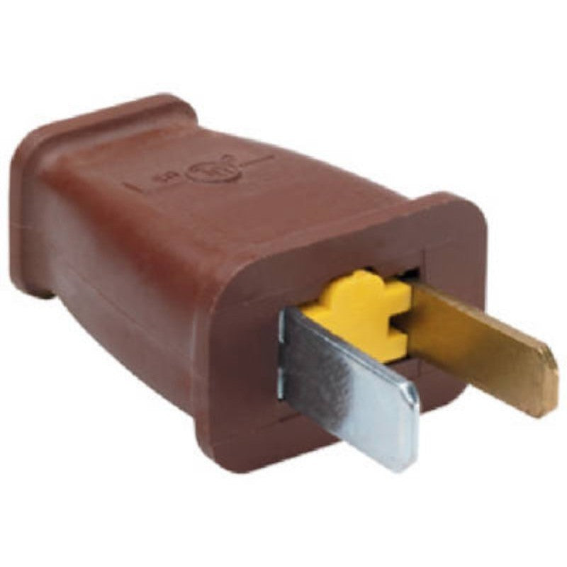 Pass & Seymour SA540CC10 Electrical Plug, Polarized, Straight Blade, 2-Pole, 15 A, 125 V, NEMA: NEMA 1-15P, Brown