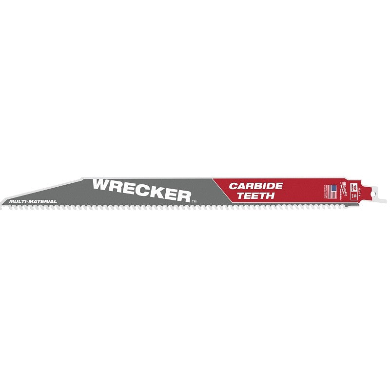 Milwaukee WRECKER 48-00-5243 Reciprocating Saw Blade, 12 in L, 6 TPI, Carbide Cutting Edge