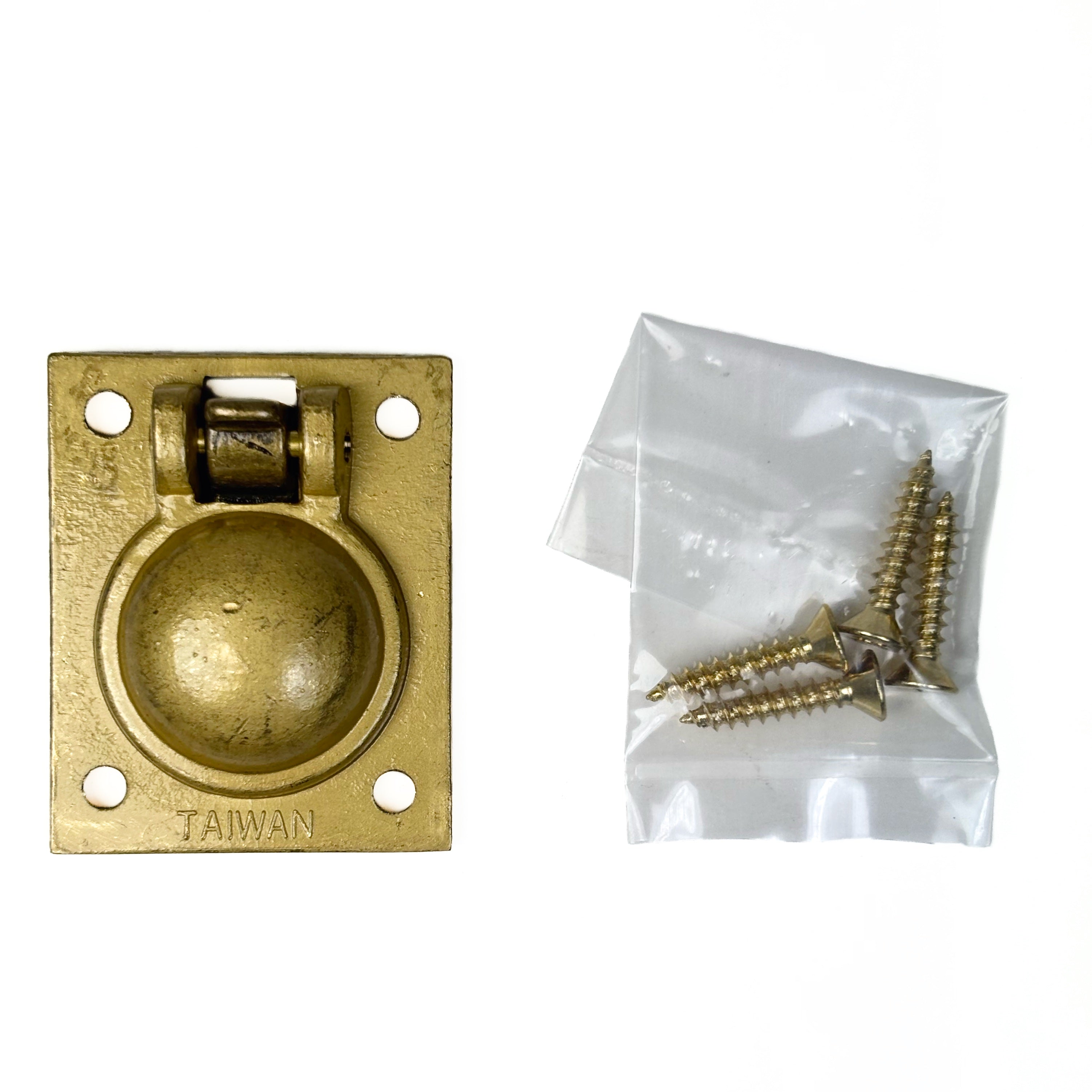 Flush Ring Pull 1-1/2 Inch Bright Solid Brass (POS)