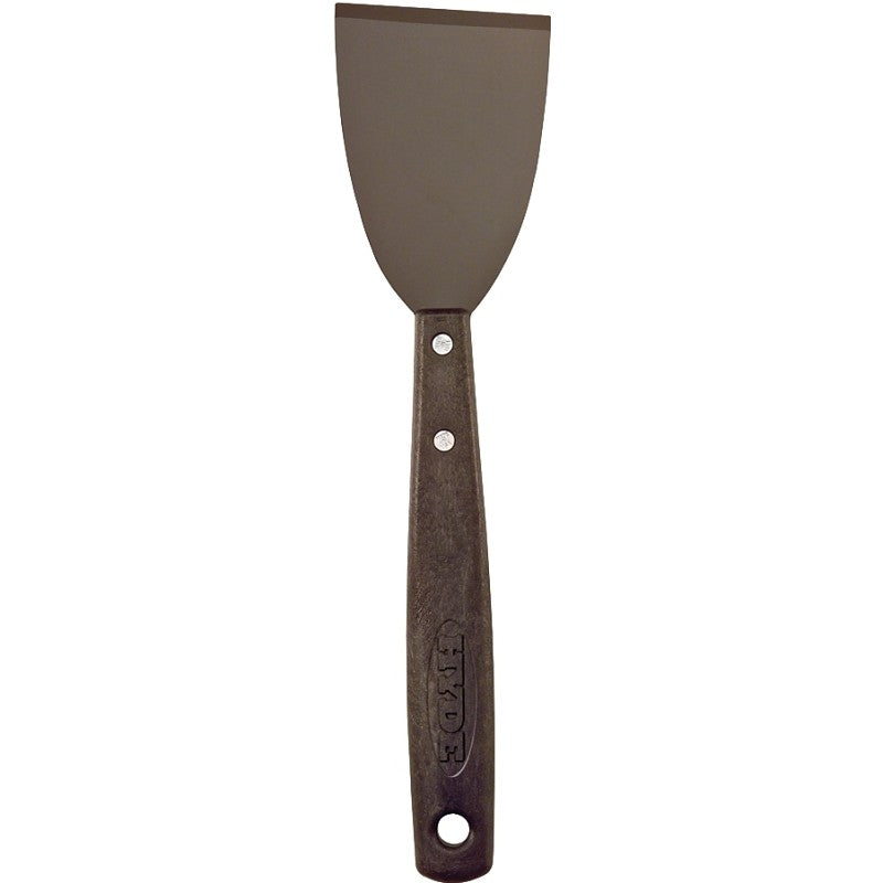 Hyde 12050 Paint Scraper, 3 in W Blade, Chisel, Stiff Blade, Carbon Steel Blade, Polypropylene Handle, Long Handle