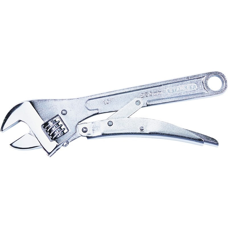 STANLEY 85-610 Adjustable Wrench, 10 in OAL, 1-1/4 in Jaw, Steel, Chrome, Plain-Grip Handle