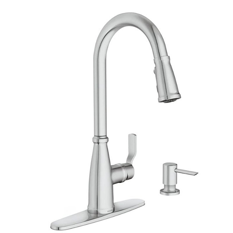 Moen Nolia 87071 Series 87071 Pull-Down Kitchen Faucet, 1.5 gpm, 1-Handle, 1, 2, 3, 4-Faucet Hole, Metal, Deck