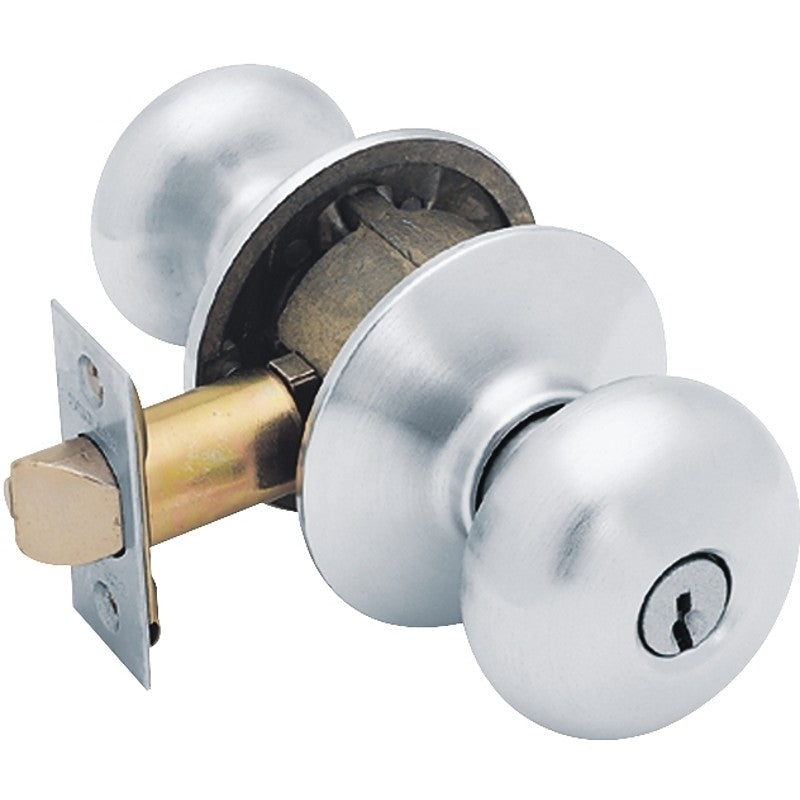 Schlage F Series F51A NPLY626KA4 Entry Knob, Plymouth, Knob Handle, Satin Chrome, Metal, C Keyway, 2-3/4 in Dimensions (Pack of 4)