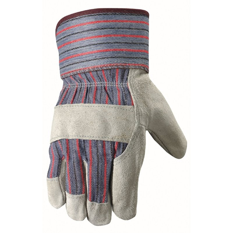 Wells Lamont 12T Gunn-Cut, Men's, One-Size, Wing Thumb, Split Cowhide Leather, Gray/Multi-Color