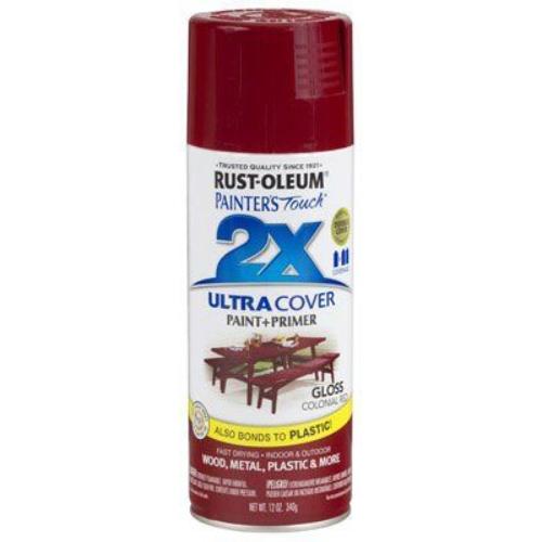 Rust-Oleum Painter's Touch 2X Ultra Cover 334030 Spray Paint, Gloss, Colonial Red, 12 oz, Aerosol Can