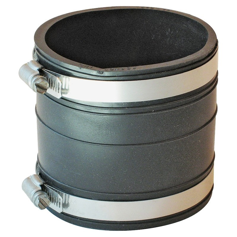 Fernco P1060-33 Flexible Coupling, 3 in, 3.97 in L, Socket, PVC, Black, 4.3 psi Pressure