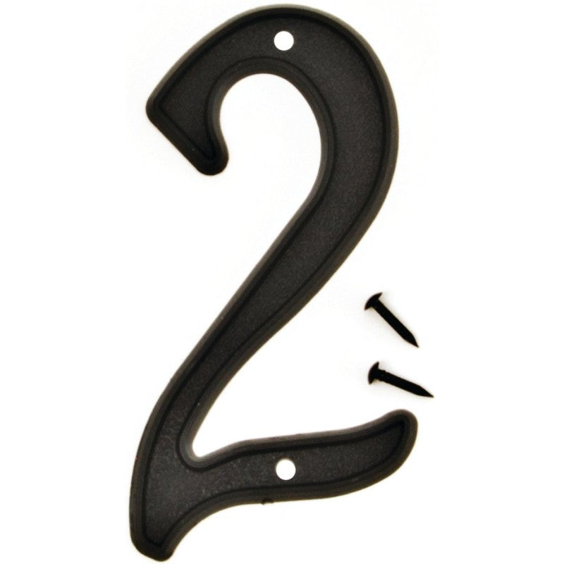 Hy-Ko PN-29/2 House Number, Character: 2, 4 in H Character, Black Character, Plastic (Pack of 10)