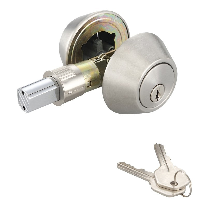 ProSource T-D102SS Deadbolt, 3 Grade, Stainless Steel, 2-3/8 to 2-3/4 in Backset, KW1 Keyway (Pack of 3)