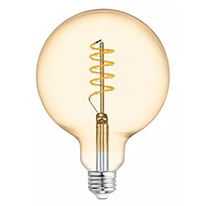 GE 36538 Vintage Light Bulb, G40 Lamp, 60 W Equivalent, E26 (Medium) Lamp Base, Dimmable, Amber, Warm White Light