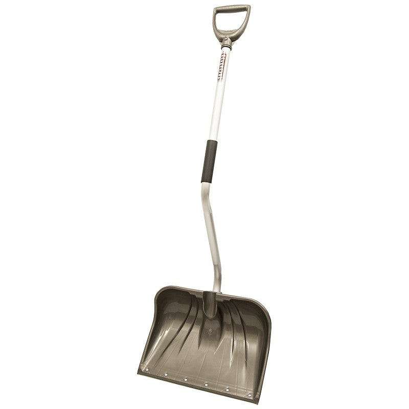 Rugg 26PBSLW-S Snow Shovel and Pusher, 18 in W Blade, Polyethylene Blade, Aluminum Handle, D-Shaped Handle, Silver