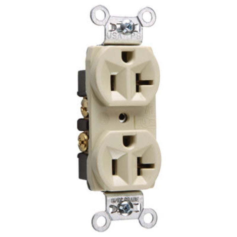 Legrand CRB5362ICC12 Duplex Receptacle, 2 -Pole, 20 A, 125 VAC, Back, Side Wiring, NEMA: 5-20R, Ivory