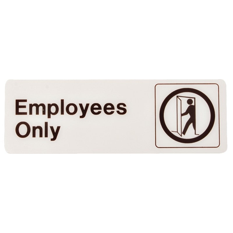 Hy-Ko D-2 Graphic Sign, Rectangular, Employees Only, Dark Brown Legend, White Background, Plastic (Pack of 5)