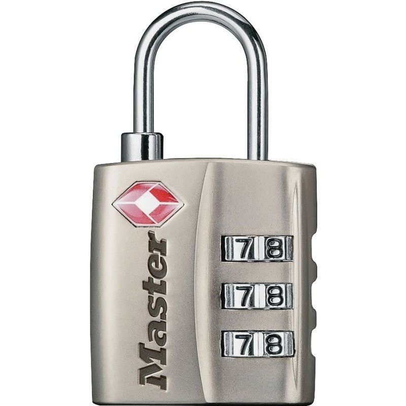 Master Lock 4680DNKL Luggage Lock, 1/8 in Dia Shackle, 3/4 in H Shackle, Steel Shackle, Metal Body, Nickel