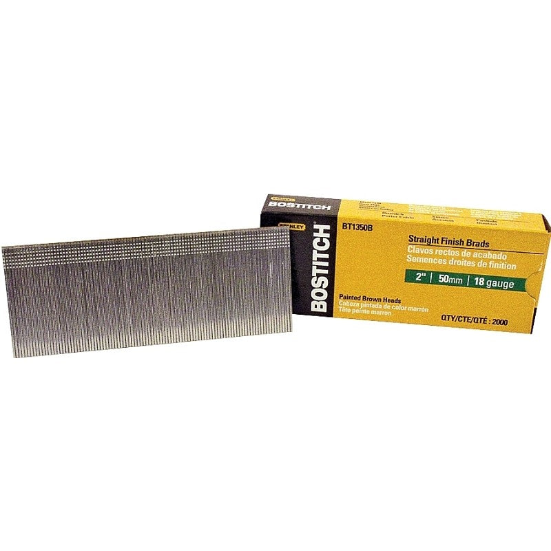 Bostitch BT1350B Series Nail, Glue Collation, 2 in L, 18 Gauge, Steel, Coated, Brad Head, Smooth Shank, 2000/PK
