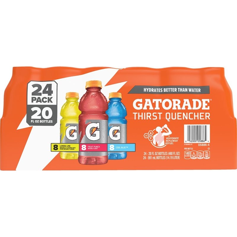 Gatorade 20781 Thirst Quencher Sports Drink, Liquid, Fruit Punch, Lemon, Orange Flavor, 20 oz Bottle (Pack of 24)