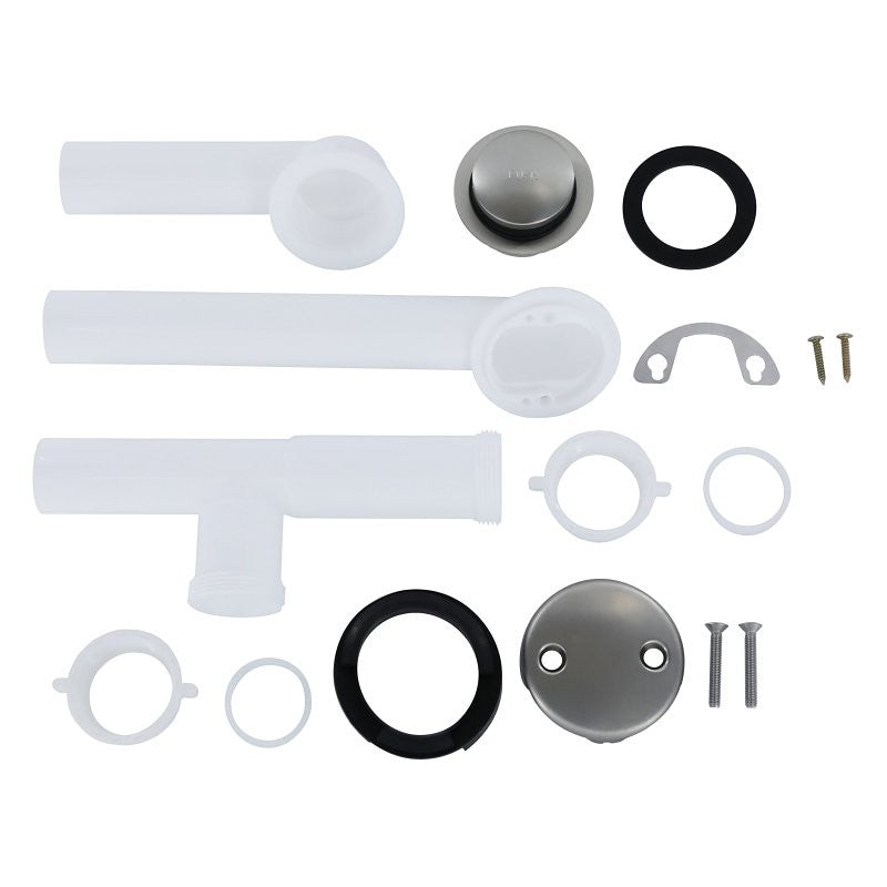 Danco 12098 Touch-Toe Tub Drain Kit, Plastic/Polypropylene, White, Brushed Nickel