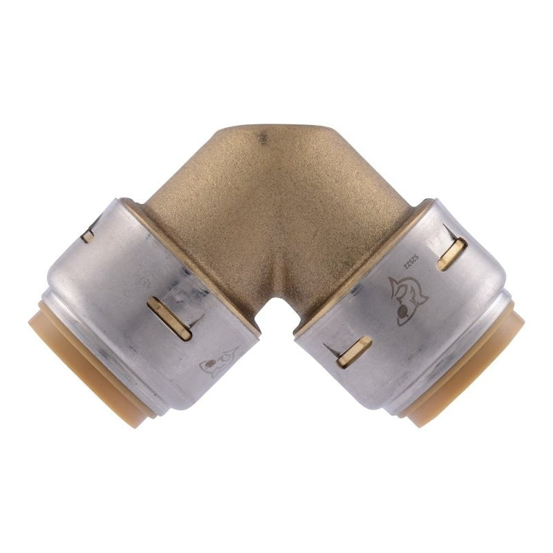 SharkBite Max UR256A4 Pipe Elbow, 3/4 in Push-to-Connect, 90 deg Angle, DZR Brass, 250 psi Pressure