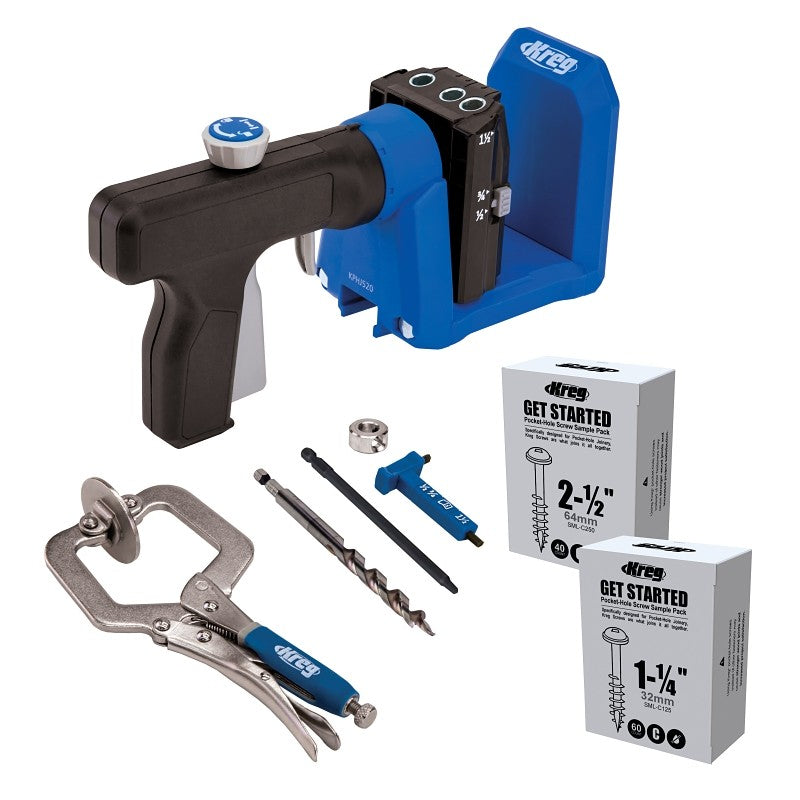 Kreg KPHJ520PRO Series Pocket Hole Jig, 1/2 to 1-1/2 in Clamping, Includes: Kreg Classic 2 in Face Clamp