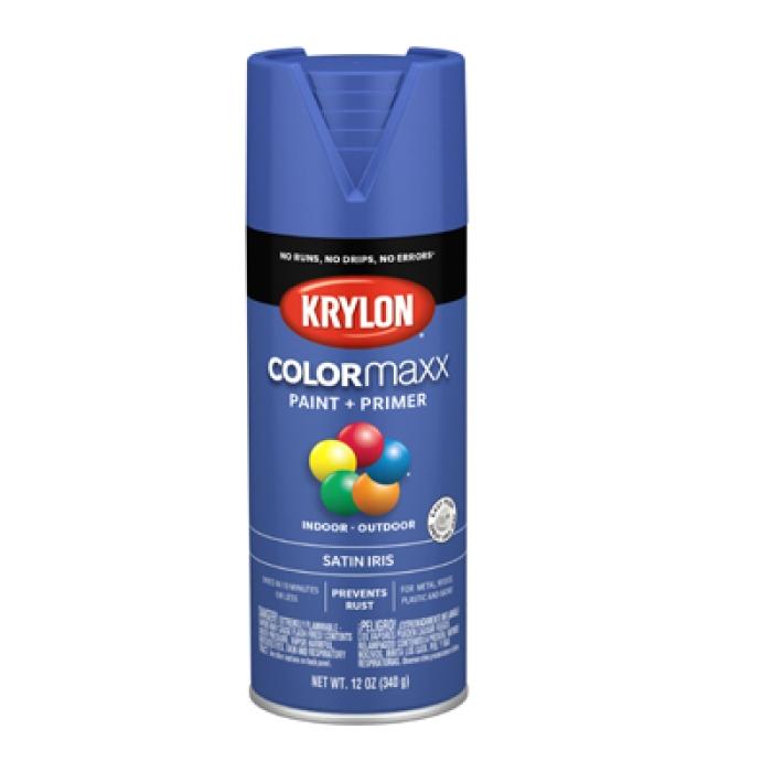 Krylon K05564007 Enamel Spray Paint, 12 oz Can, 25 sq-ft Coverage Area, Acrylic Base, Satin, Iris