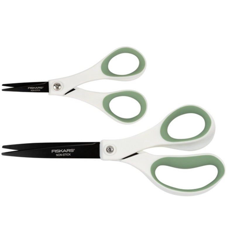 Fiskars 1073594 Scissors, Stainless Steel Blade, Soft Grip Handle, Green/White Handle