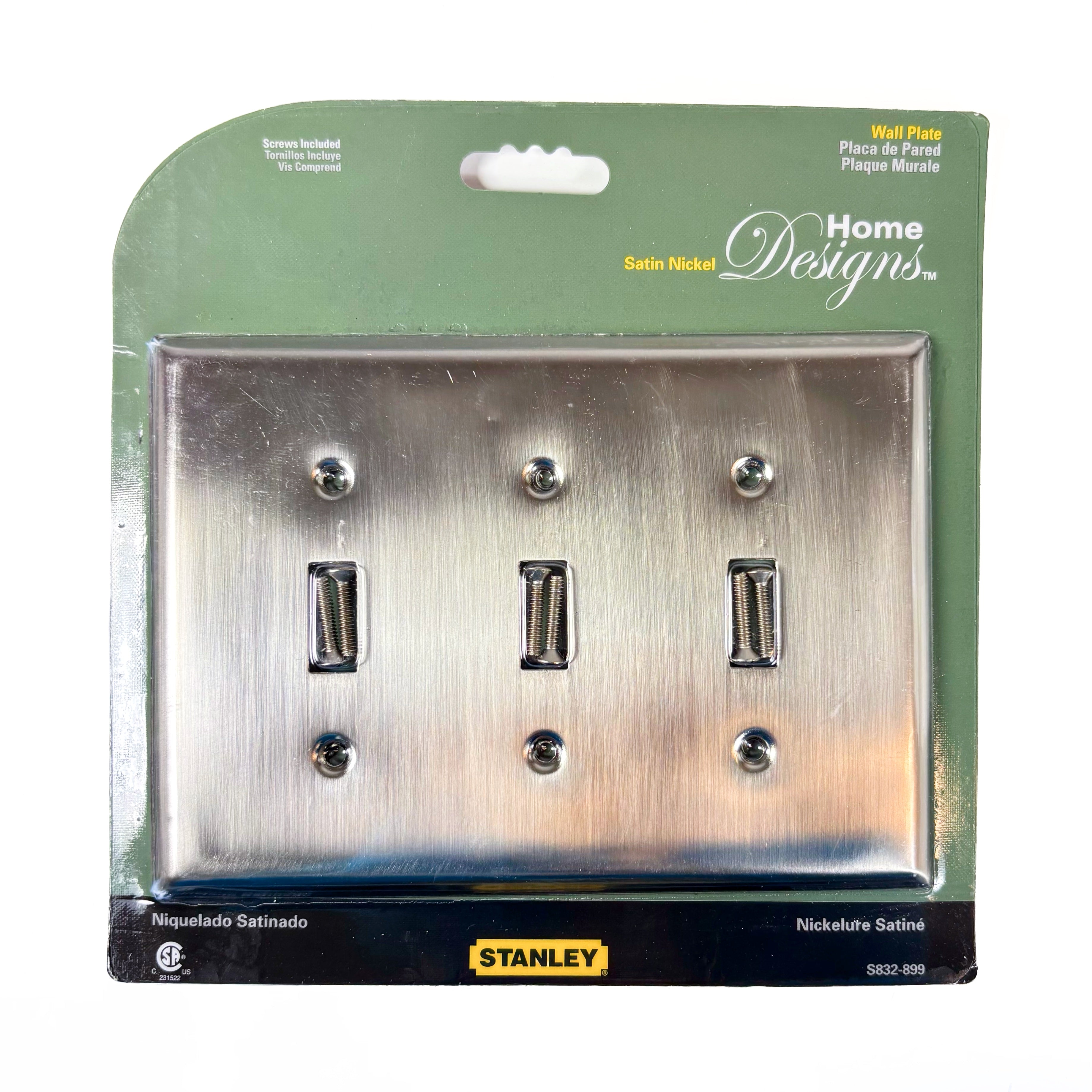 Basic Triple Switch Wall Plate Satin Nickel