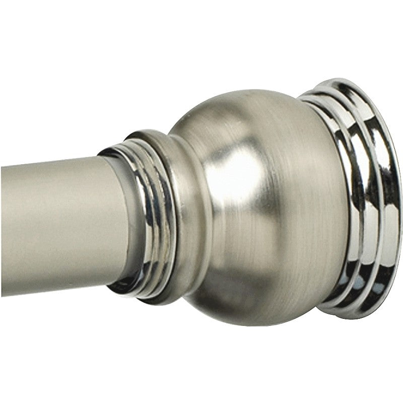 Zenithen 663ALNS Adjustable Tension Shower Rod, 72 in OAL, 1 in Dia, Aluminum, Chrome/Satin Nickel