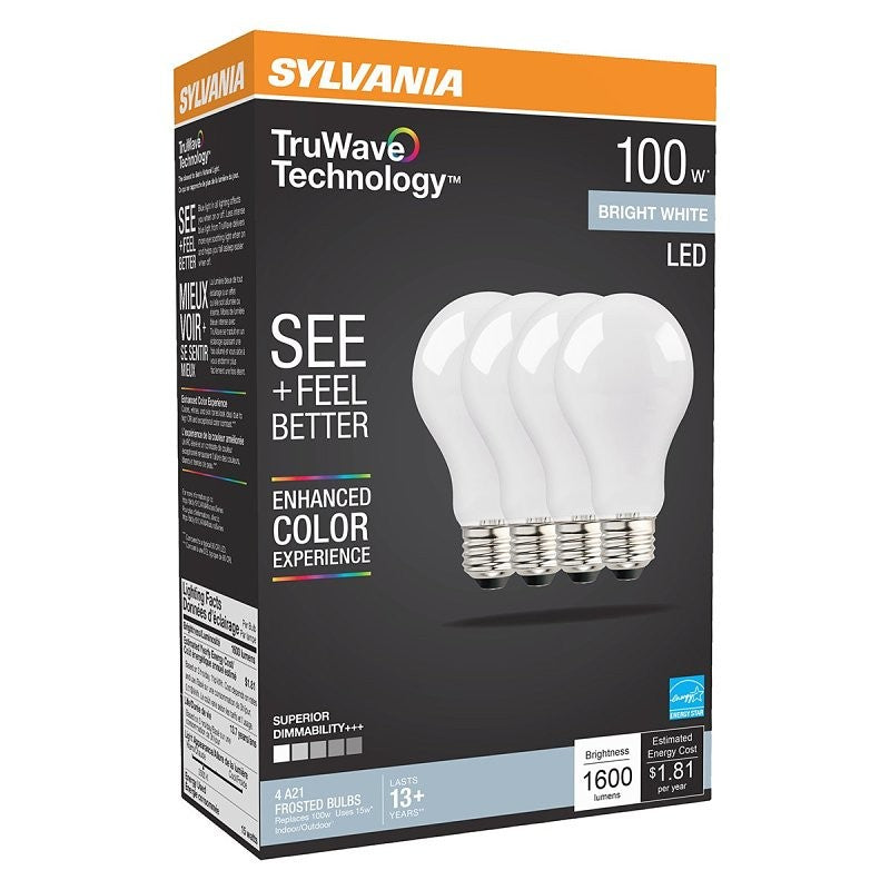 Sylvania Natural 41294 LED Bulb, A21 Lamp, 100 W Equivalent, E26 Medium Lamp Base, Dimmable, Frosted
