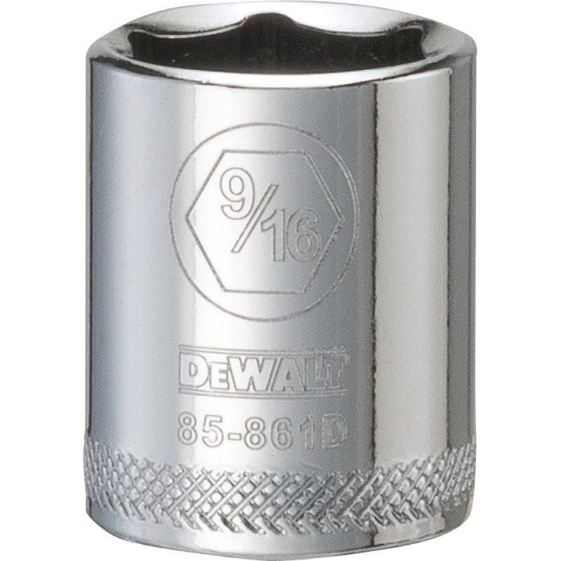 DEWALT DWMT85861OSP Hand Socket, 9/16 in Socket, 1/4 in Drive, 6-Point, Vanadium Steel, Polished Chrome