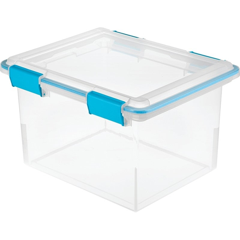 Sterilite 19334304 Gasket Box, Plastic, Blue Aquarium/Clear, 18-1/2 in L, 14-7/8 in W, 11-1/8 in H (Pack of 4)